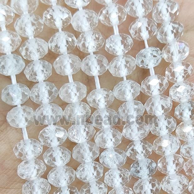White Cubic Zirconia Beads Faceted Rondelle