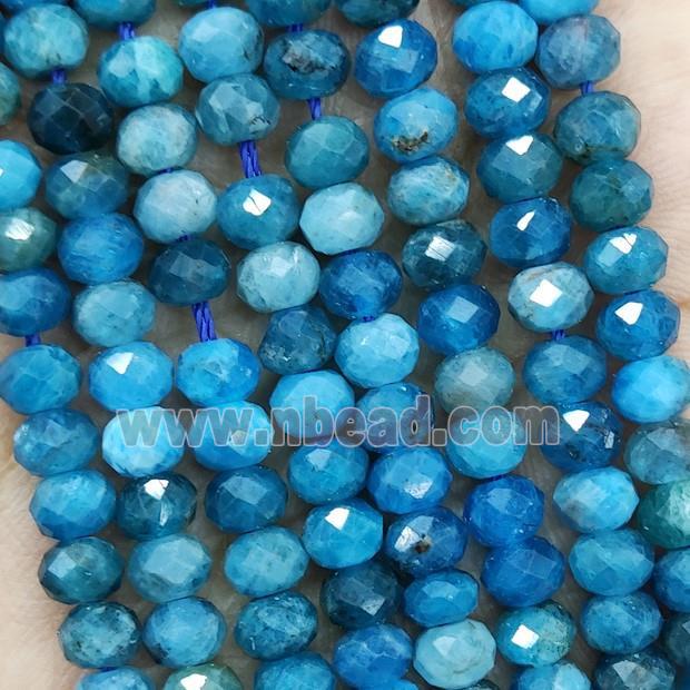 Natural Apatite Beads Blue Faceted Rondelle