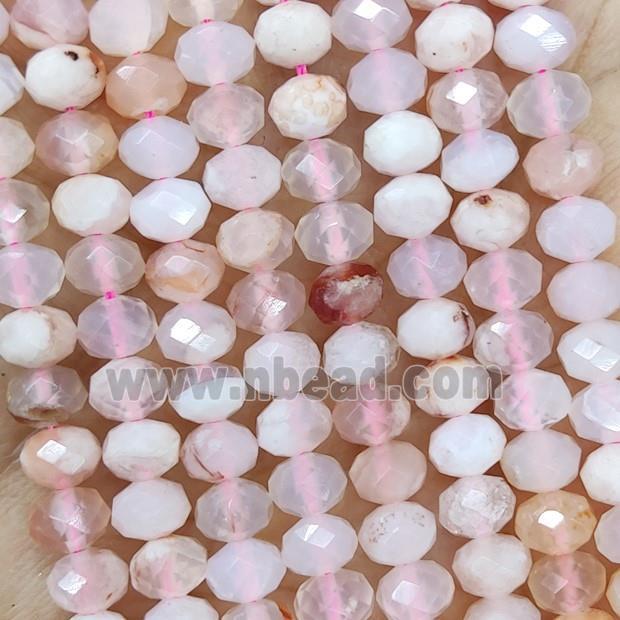 Natural Pink Cherry Agate Beads Sakura Faceted Rondelle