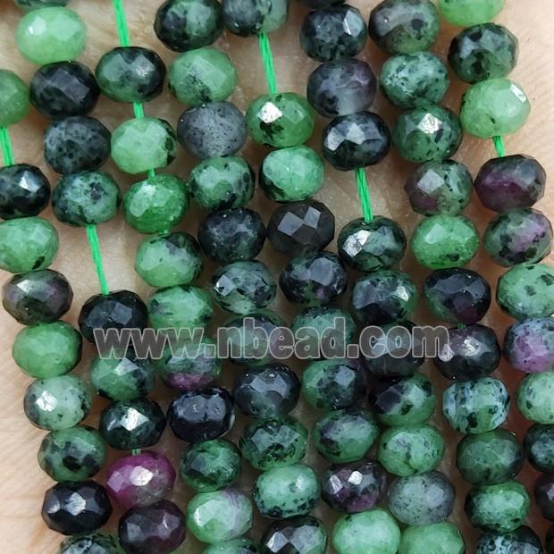 Natural Ruby Zoisite Beads Green Faceted Rondelle