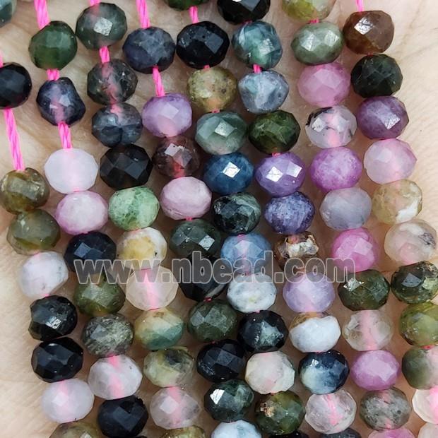 Natural Tourmaline Beads Multicolor Faceted Rondelle