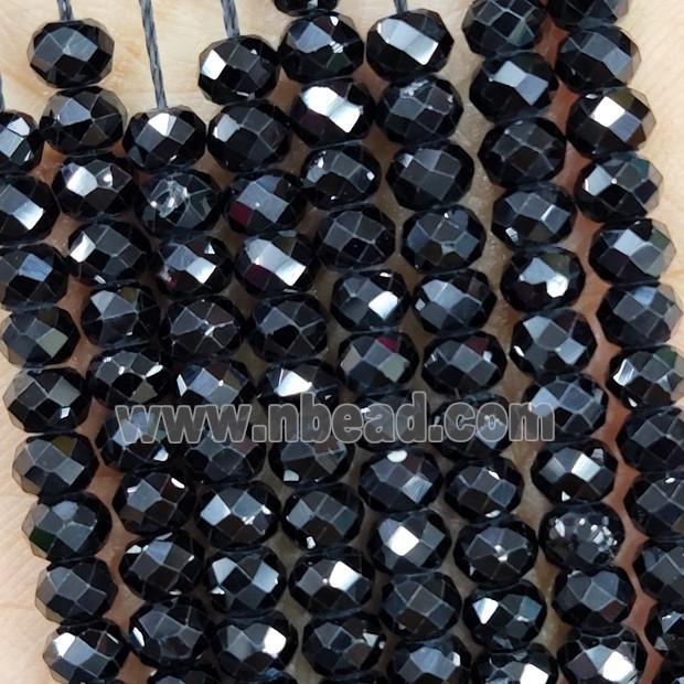 Natural Black Spinel Beads Faceted Rondelle