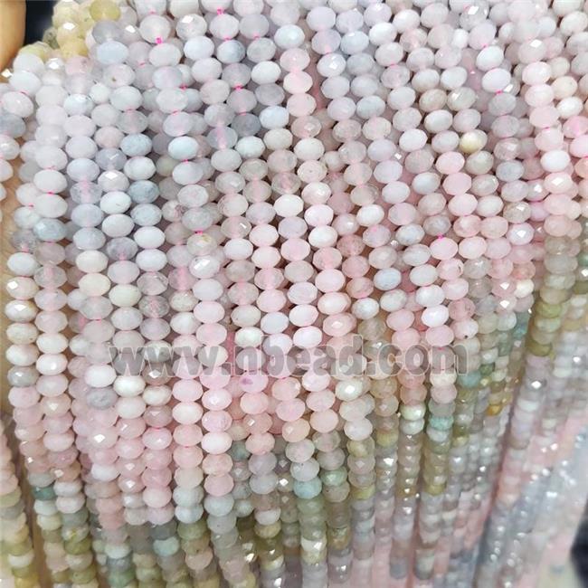 Natural Morganite Beads Multicolor Faceted Rondelle