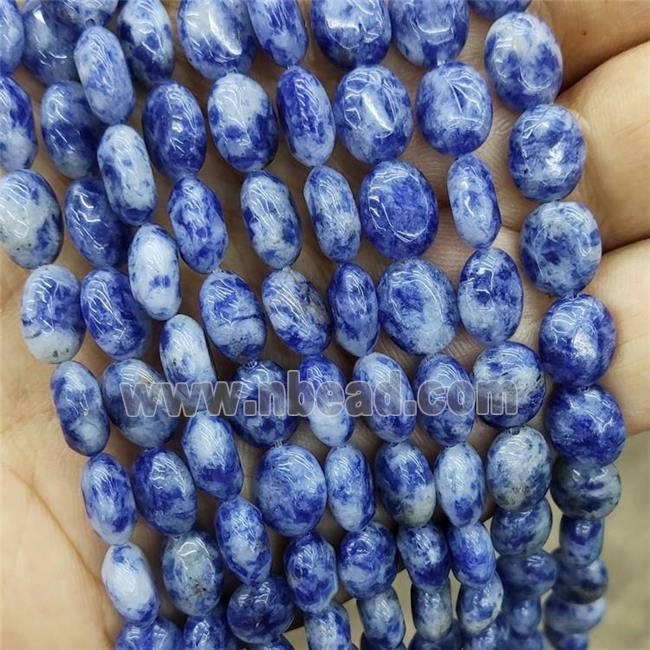 Blue Dalmatian Jasper Oval Beads