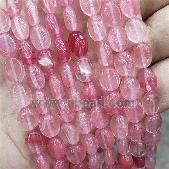 Synthetic Quartz Oval Beads Pink