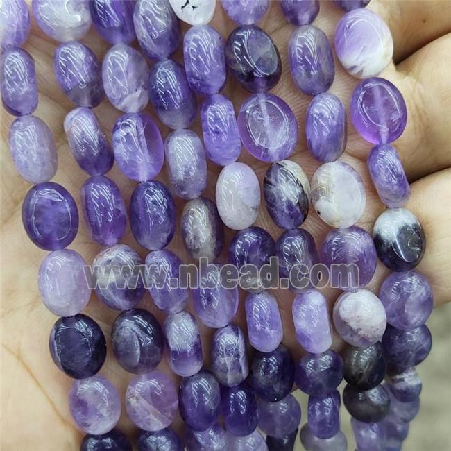 Natural Amethyst Oval Beads Purple