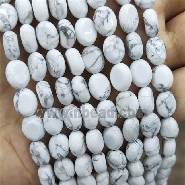 White Howlite Turquoise Oval Beads