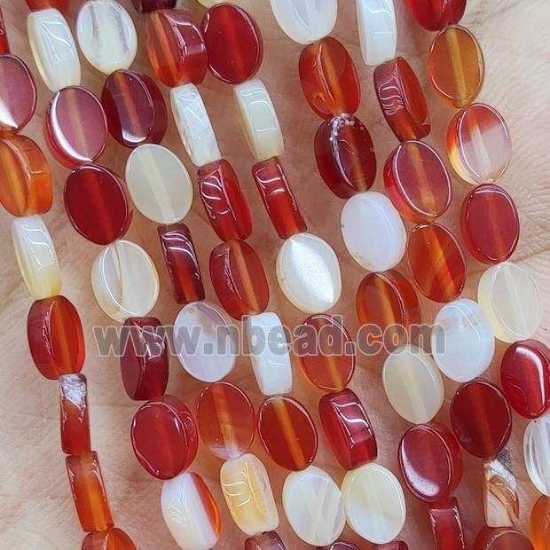 Natural Agate Oval Beads Red Dye