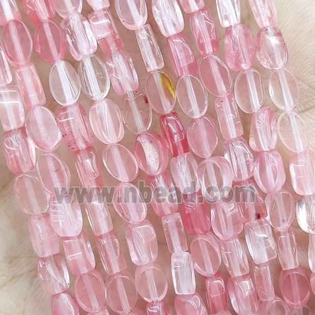 Synthetic Quartz Oval Beads Pink