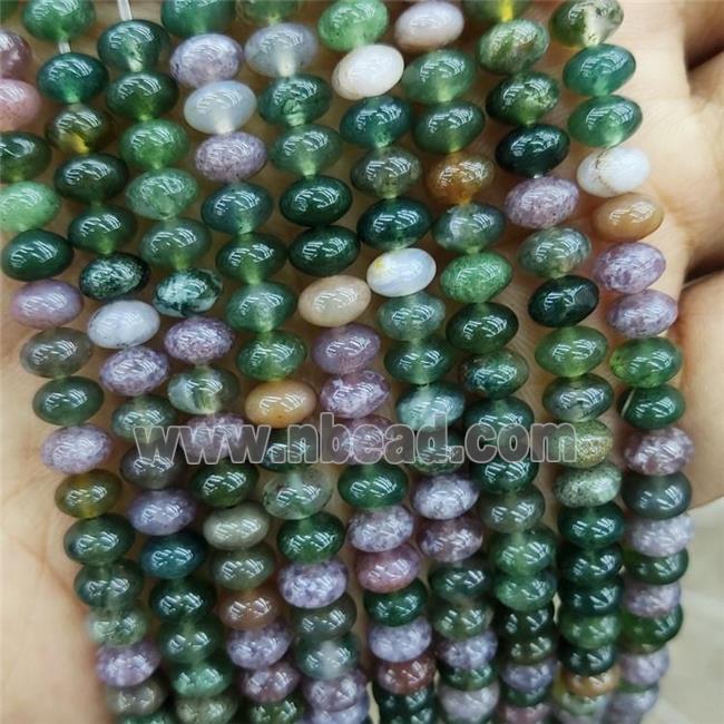 Natural Indian Agate Beads Multicolor Smooth Rondelle