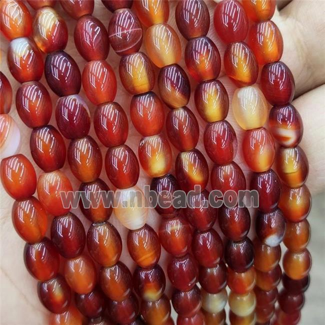 Natural Agate Beads Red Dye Rice