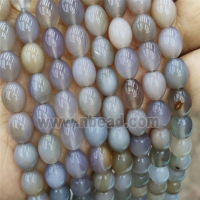 Natural Gray Agate Rice Beads Barrel