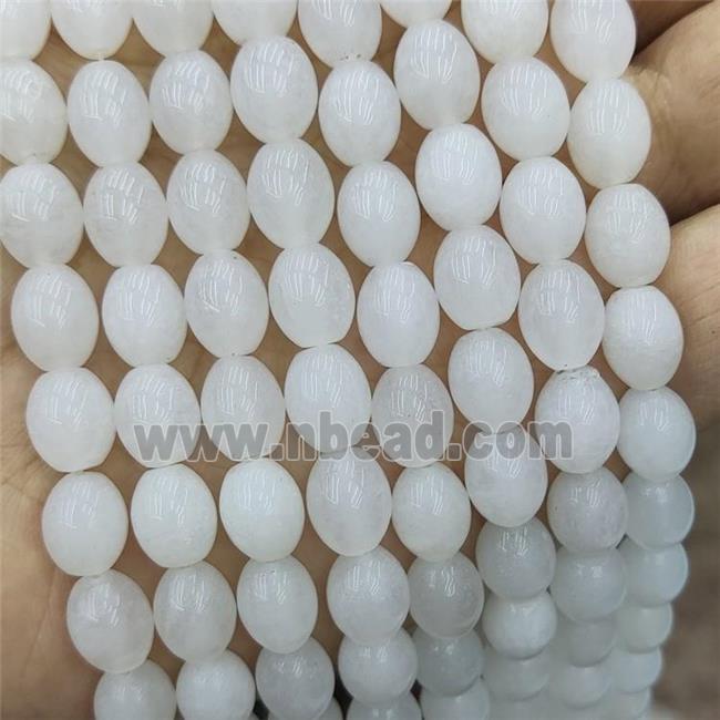 White Jade Rice Beads Barrel