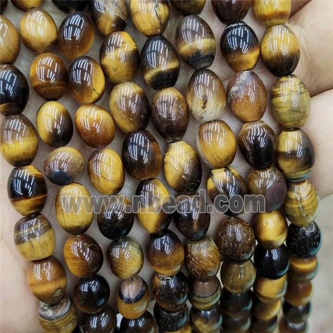 Natural Tiger Eye Stone Barrel Beads Rice