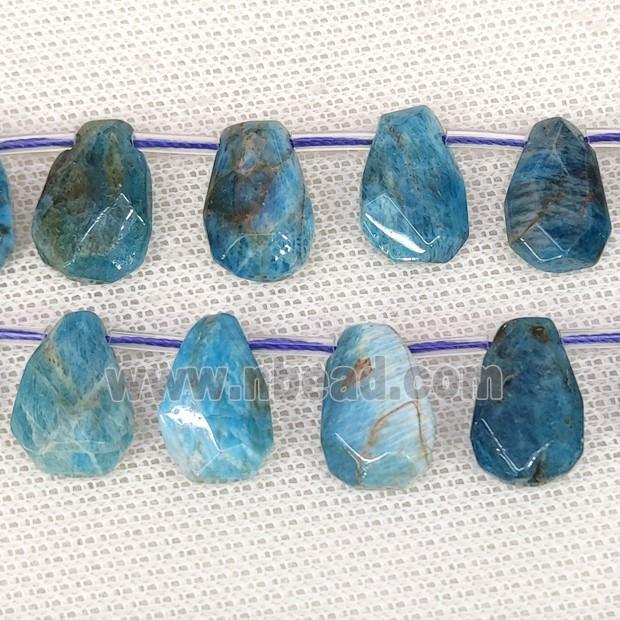 Natural Apatite Beads Blue Faceted Teardrop Topdrilled