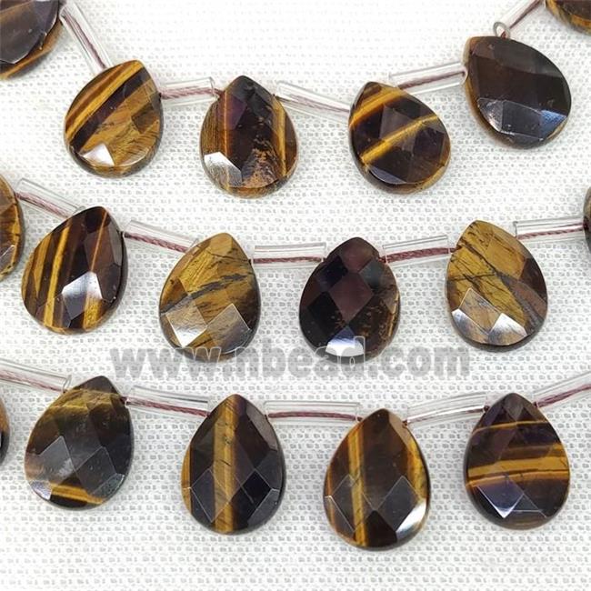 Natural Tiger Eye Stone Beads Faceted Teardrop Topdrilled