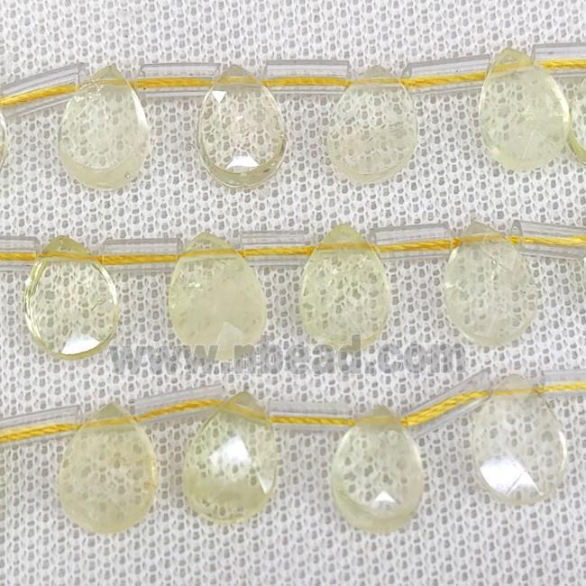 Natural Lemon Quartz Beads Faceted Teardrop Topdrilled