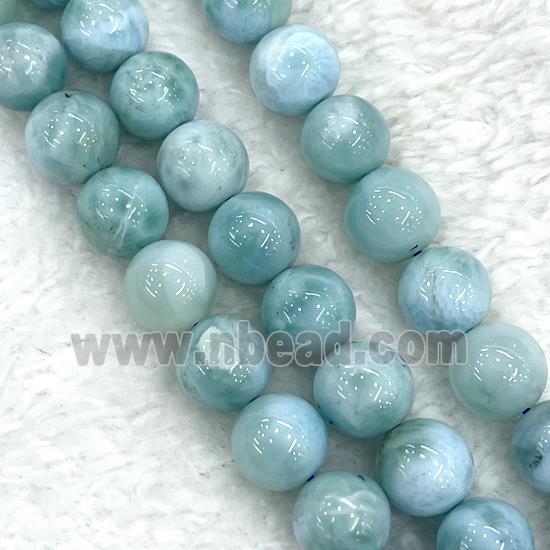 Natural Larimar Beads Blue Smooth Round