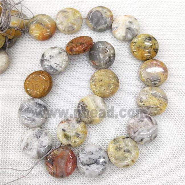 Natural Crazy Lace Agate Beads Circle Yellow