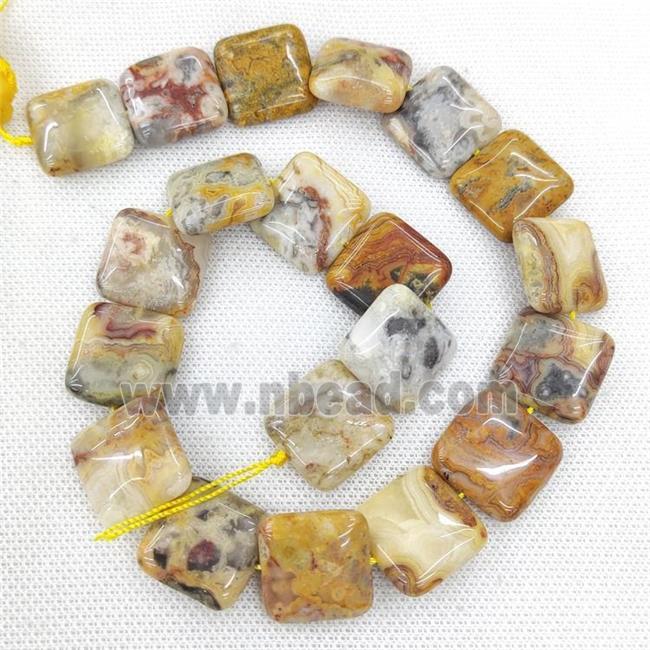 Natural Crazy Lace Agate Beads Square Yellow