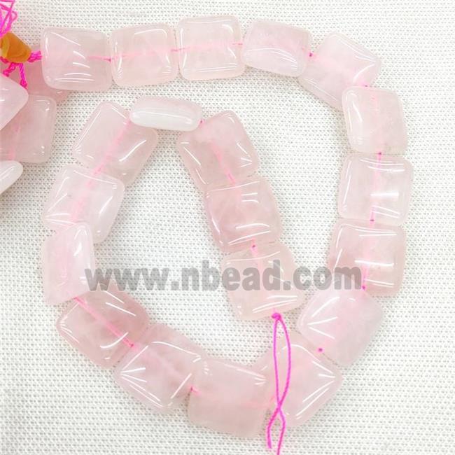 Natural Pink Rose Quartz Square Beads