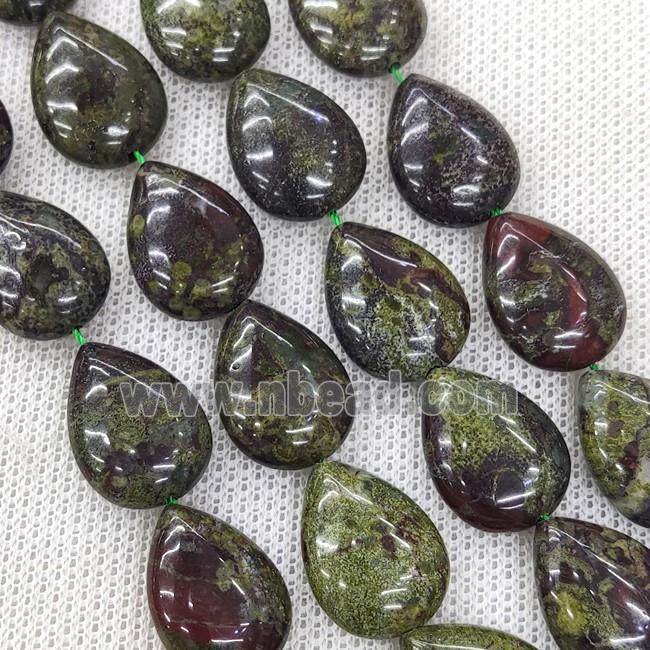 Natural Bloodstone Teardrop Beads