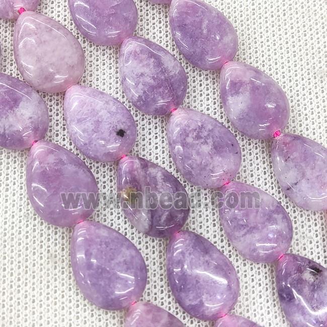 Natural Lepidolite Beads Purple Teardrop