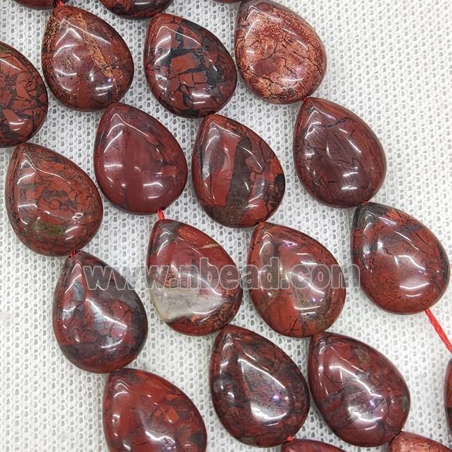 Natural Poppy Jasper Teardrop Beads