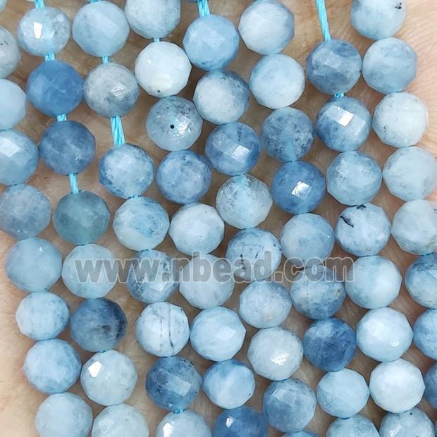 Natural Blue Aquamarine Beads Faceted Round