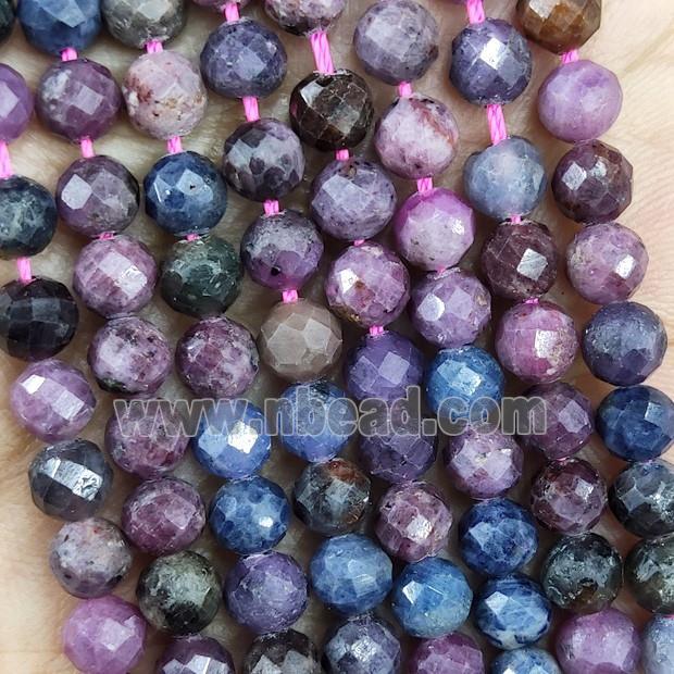 Natural Ruby And Sapphire Beads Faceted Round