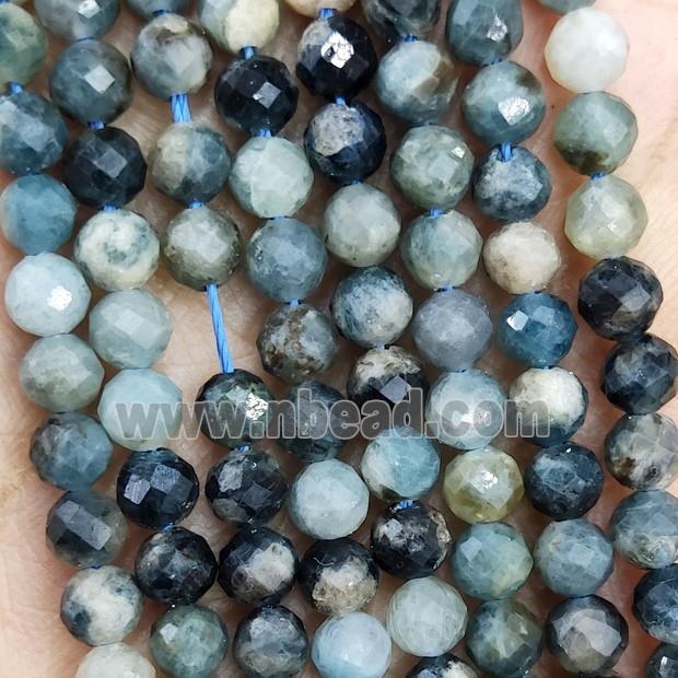 Natural Tourmaline Beads Blue Black B-Grade Faceted Round