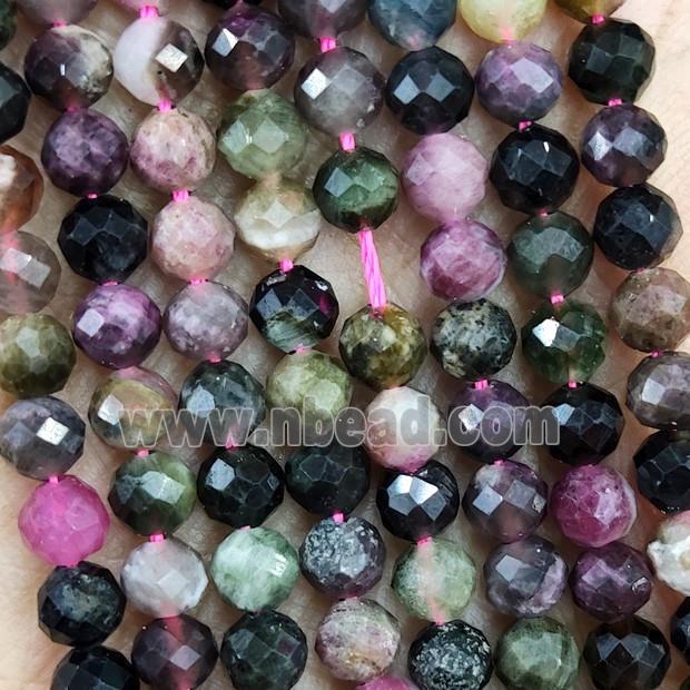 Natural Tourmaline Beads Multicolor Faceted Round