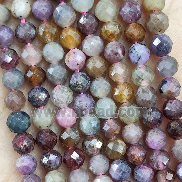 Natural Corundum Beads Multicolor Faceted Round