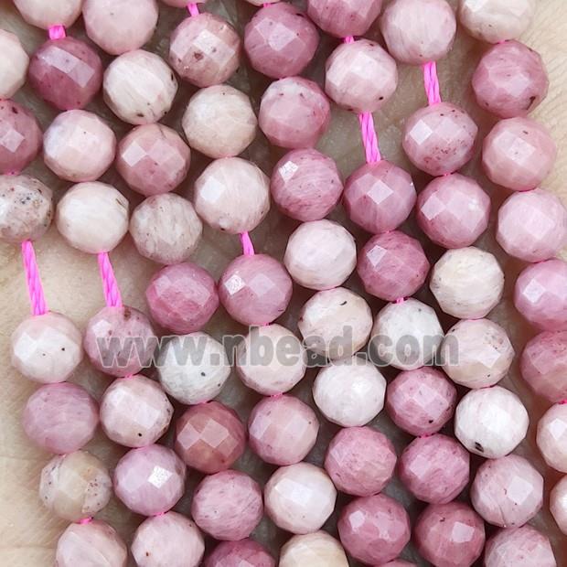 Pink Wood Lace Jasper Beads Faceted Round