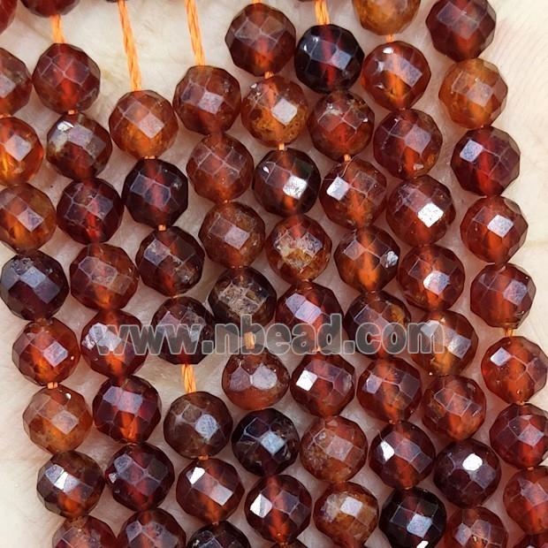 Natural Orange Garnet Beads Faceted Round