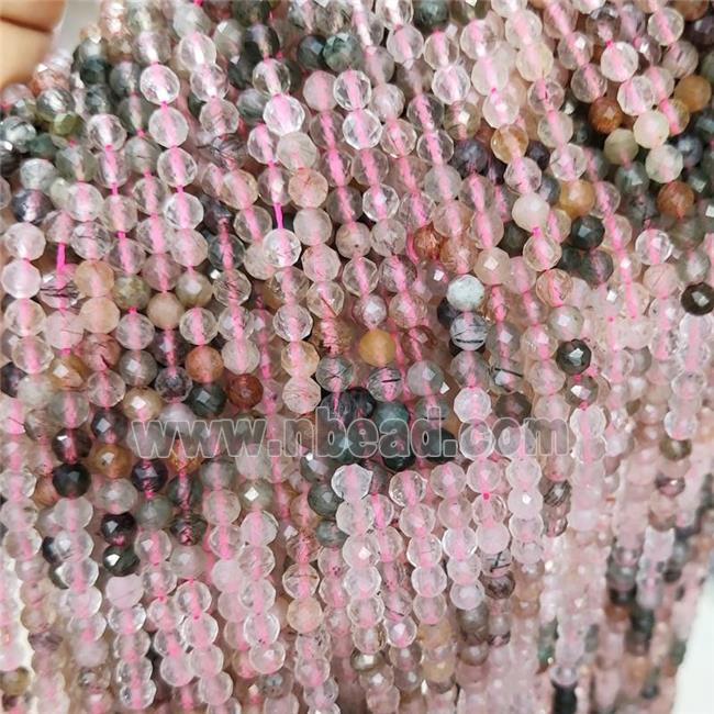 Natural Rutilated Quartz Beads Multicolor Faceted ROund