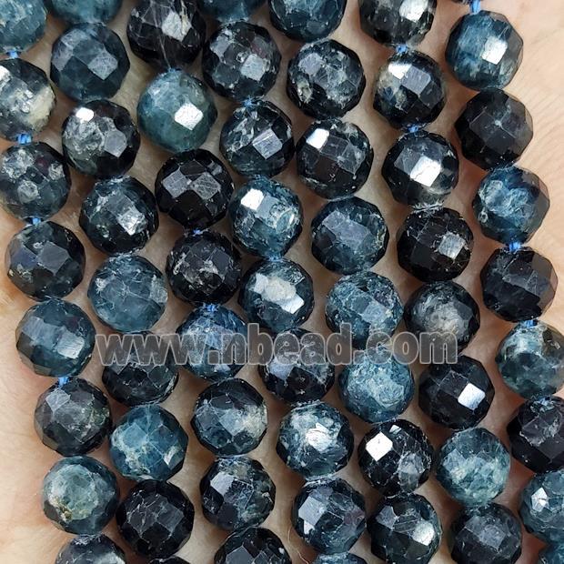 Natural Tourmaline Beads Blue Black Faceted Round
