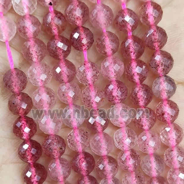 Natural Pink Strawberry Quartz Beads Faceted Round