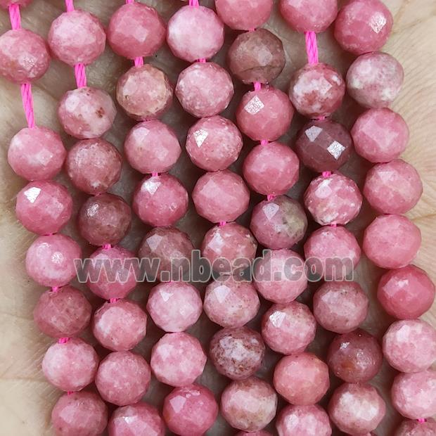 Natural Pink Rhodonite Beads Faceted Round