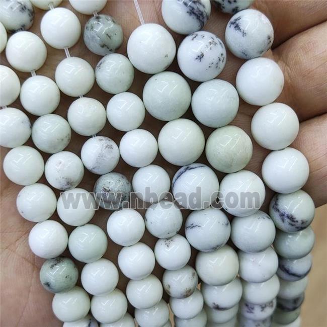 Natural White Chohua Jasper Beads Smooth Round