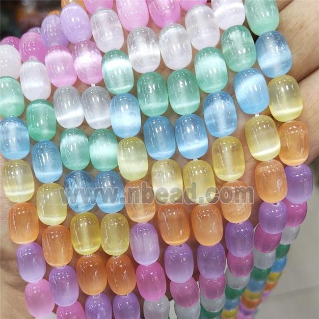 Natural Selenite Beads Dye Barrel Mixed Color