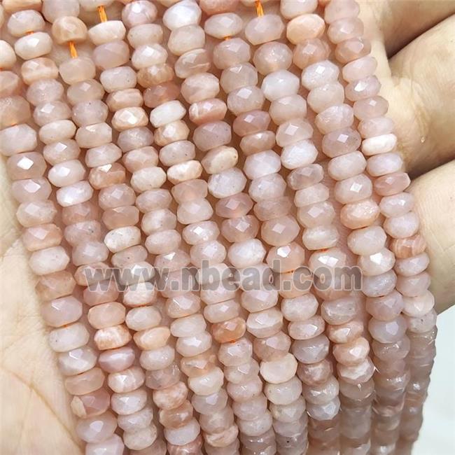 Natural Peach Moonstone Beads Faceted Rondelle