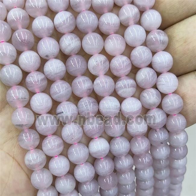 Natural Pink Banded Quartz Beads Stripe Smooth Round