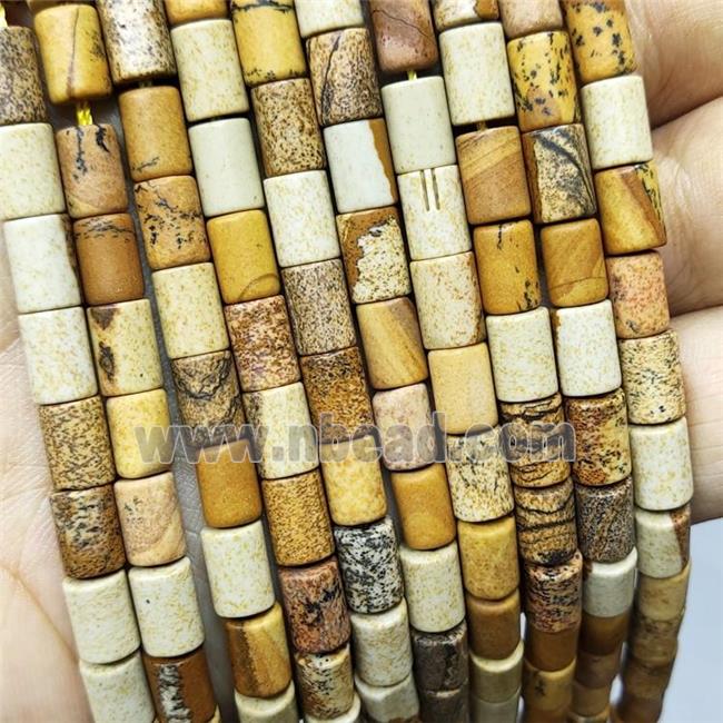 Natural Picture Jasper Tube Beads