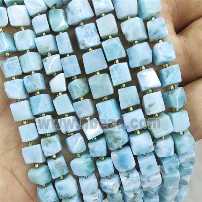 Natural Larimar Beads Blue Cube