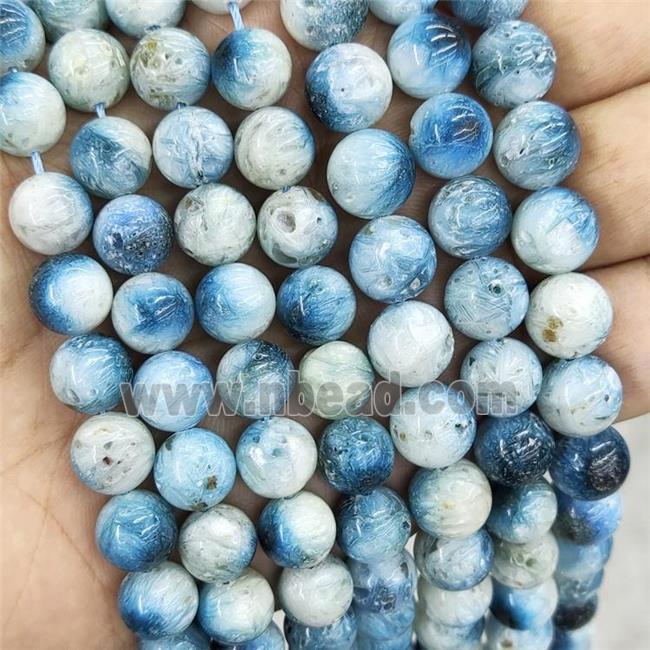 Natural Blue Rutilated Sodalite Beads Smooth Round A-Grade