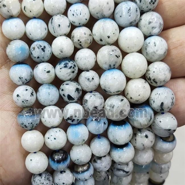 Natural Blue Rutilated Sodalite Beads Smooth Round B-Grade