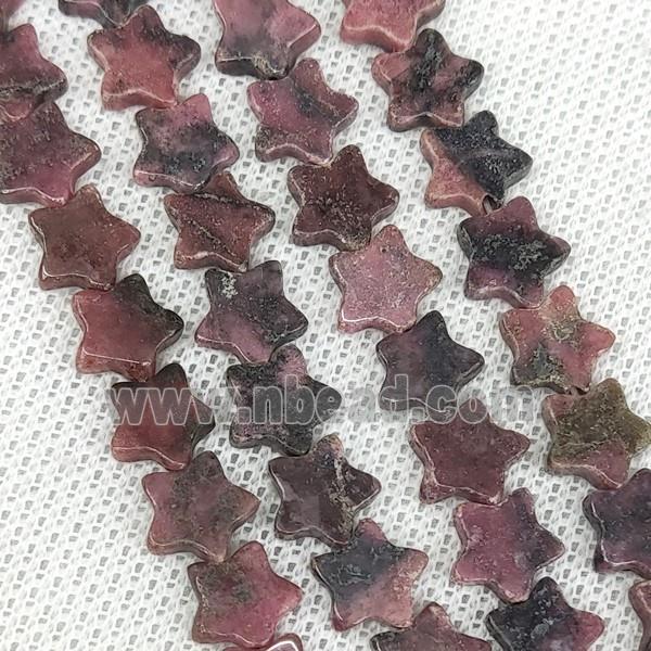 Natural Chinese Rhodonite Star Beads Red