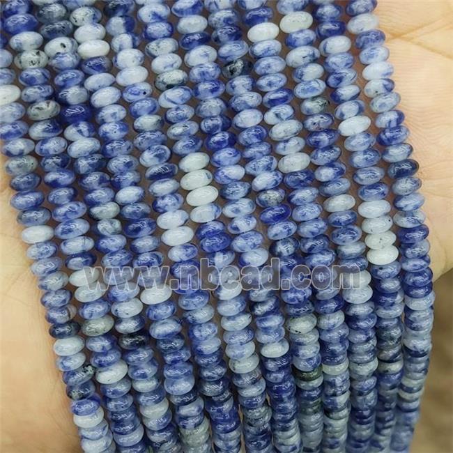 Natural Blue Dalmatian Jasper Beads Smooth Rondelle