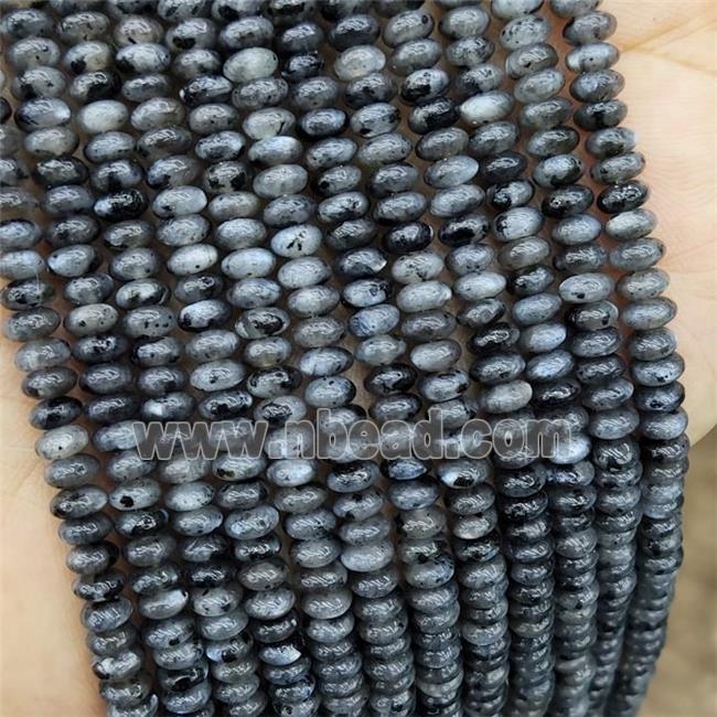 Natural Black Larvikite Beads Labradorite Smooth Rondelle